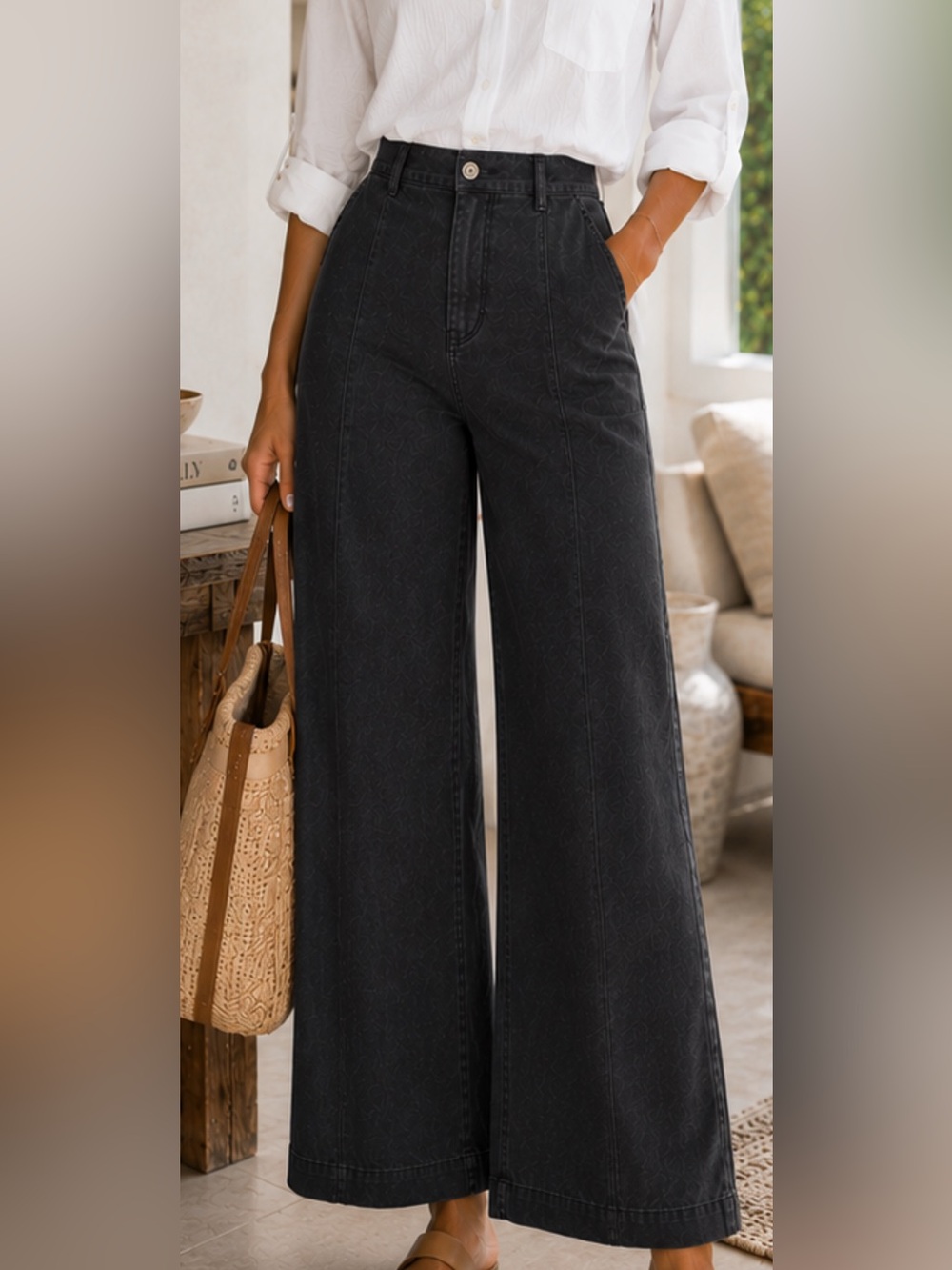 Zenana Outfitters Black High-Rise Wide Leg Jeans - Picture 3 of 6